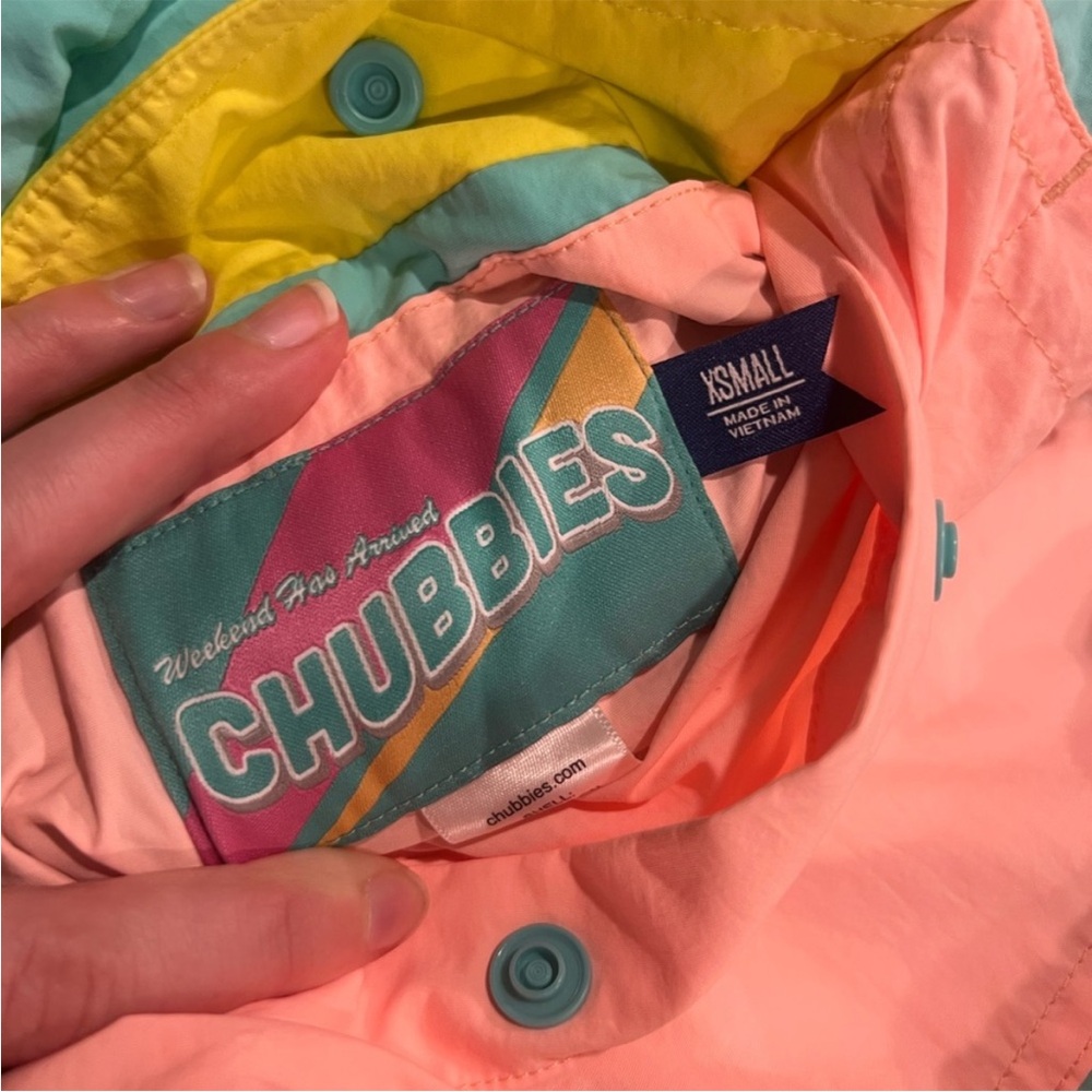Chubbies Teal and Pink Reversible Fleece Pullover Size XS Unisex - Picture 5 of 5